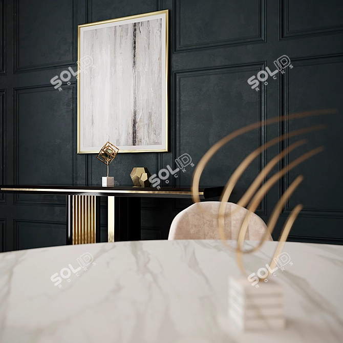LUXXU: Exquisite Brass and Wood Console 3D model image 2
