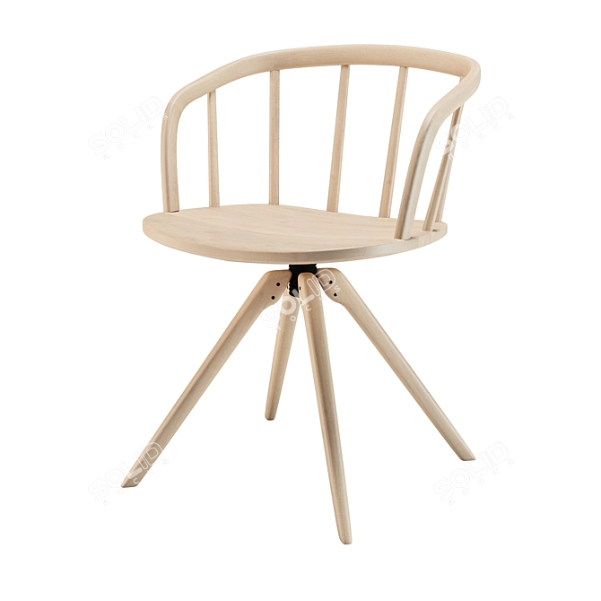 Modern Ash Wood Armchair 3D model image 1