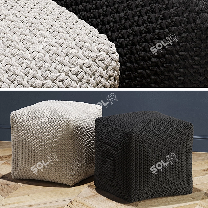 Cozy Crochet Pouf: Stylish and Versatile Home Accent 3D model image 1