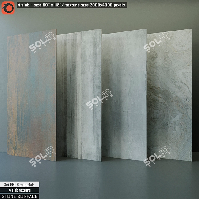 Luxury Stone Slab Set 69 - High Resolution Textures & Multiple Render Materials 3D model image 1