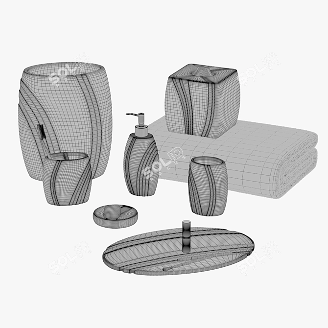 Elegant Silver Gray Bath Set 3D model image 3