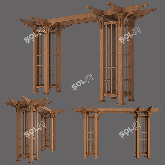 Elegant Wood Stargaze Pergola 3D model image 1