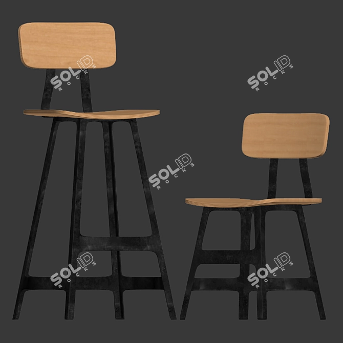 Yardbird Industrial Chair & Barstool 3D model image 2