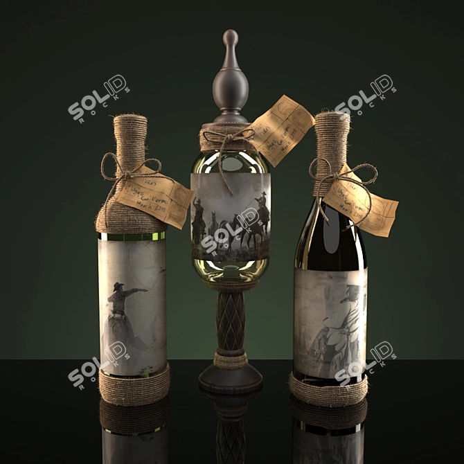 Artistic Bottle Set 3D model image 3