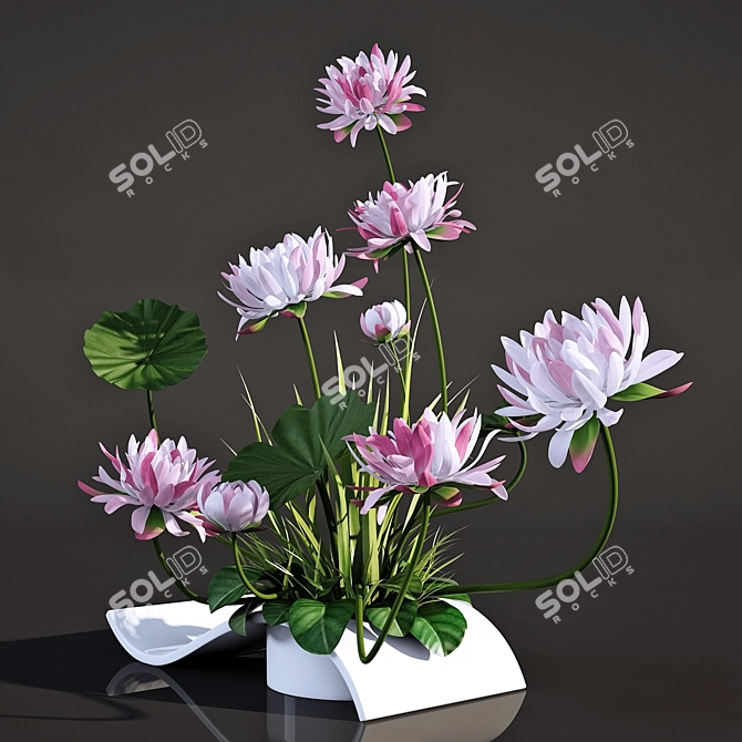 Lotus Flower Bouquet 3D model image 2