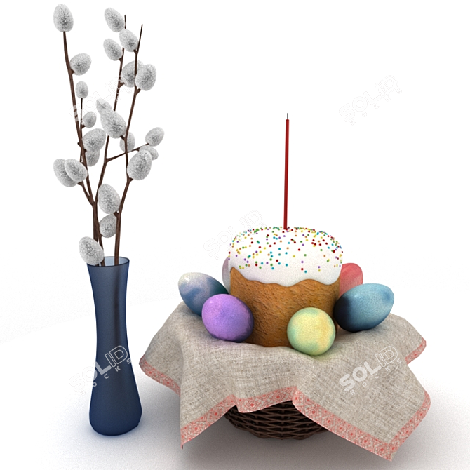 Easter Willow Vase 3D model image 1