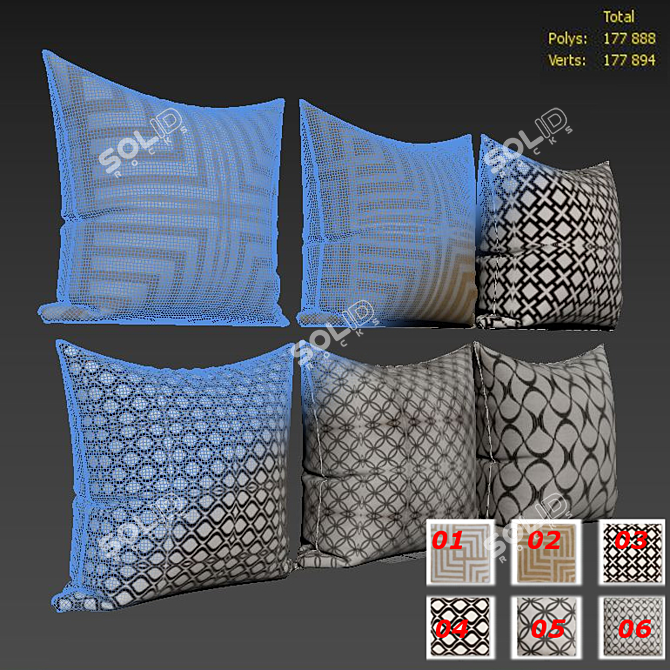 Metallic Stamped Decorative Pillow 3D model image 2