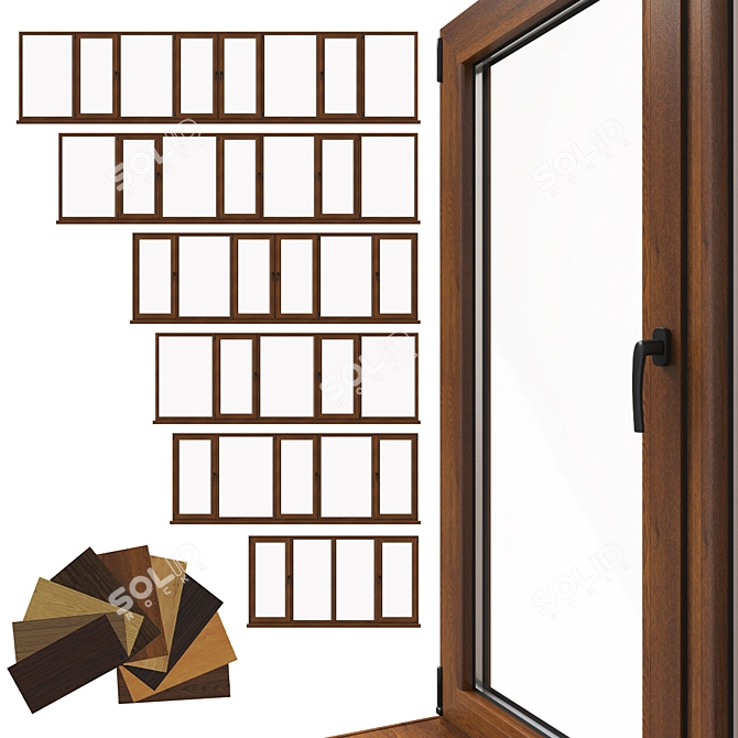 Title: Premium Aluminum Windows Set 3D model image 1