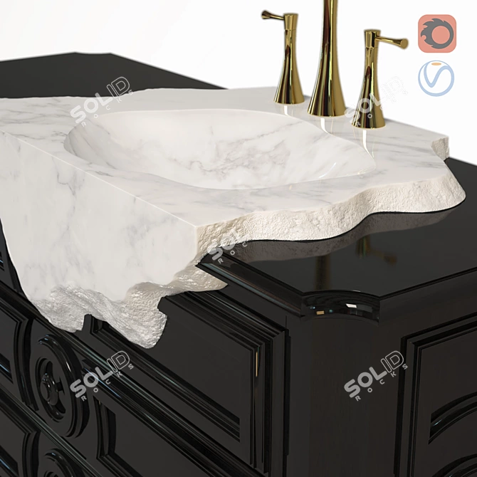 Lustrous Black Petra Washbasin 3D model image 2