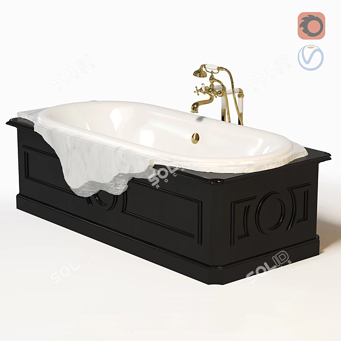 Petra Black & White Luxury Bathtub 3D model image 1