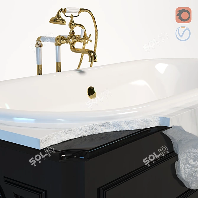Petra Black & White Luxury Bathtub 3D model image 2