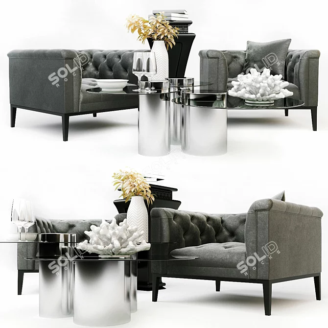 Modern Elegance Table Set 3D model image 1