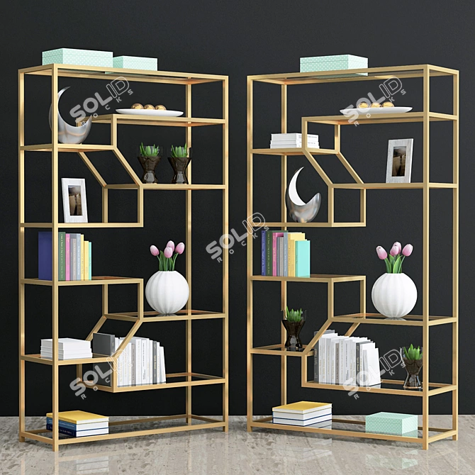 Acme Lecanga Clear Glass Shelving 3D model image 1