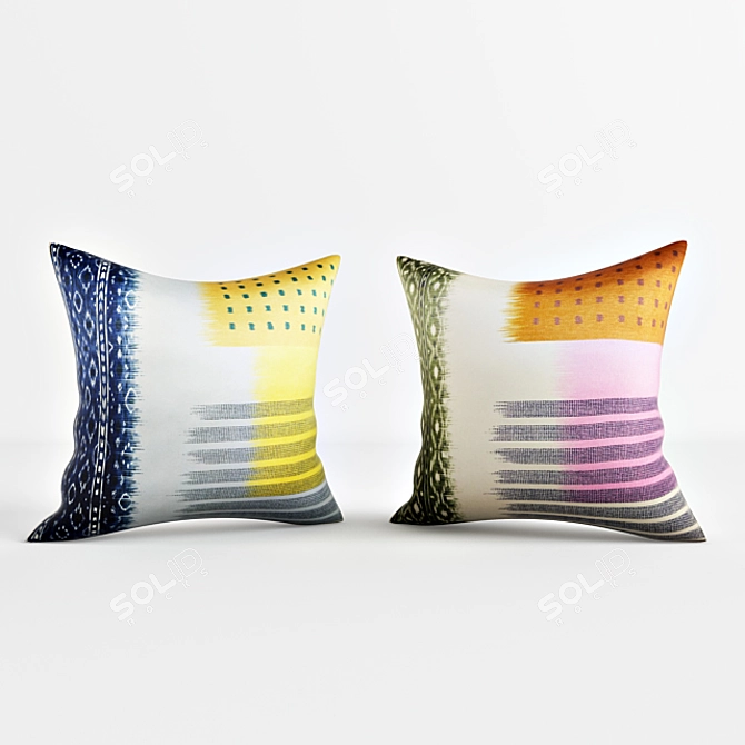 Ikat Silk Pillow Set 3D model image 1