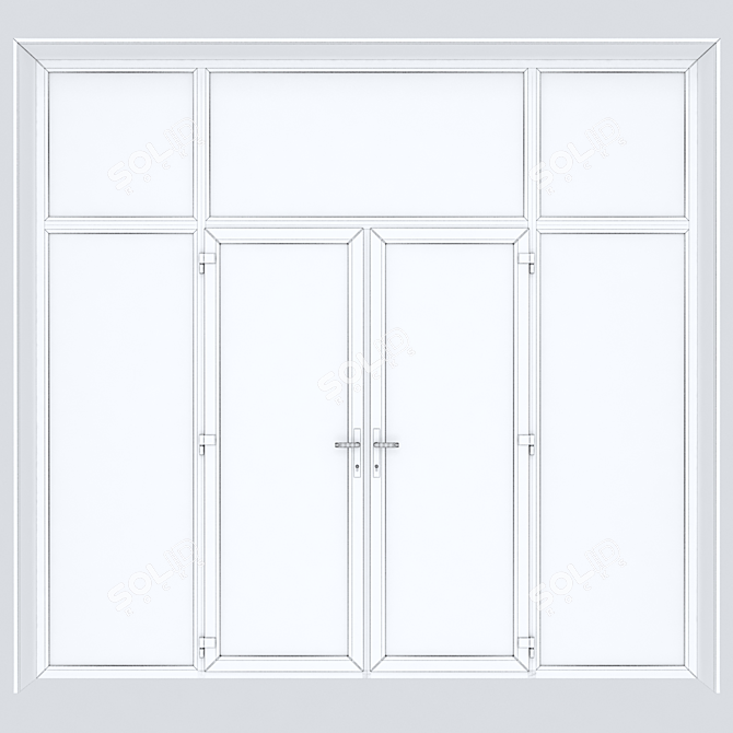 Premium Plastic Windows & Doors Set 3D model image 2