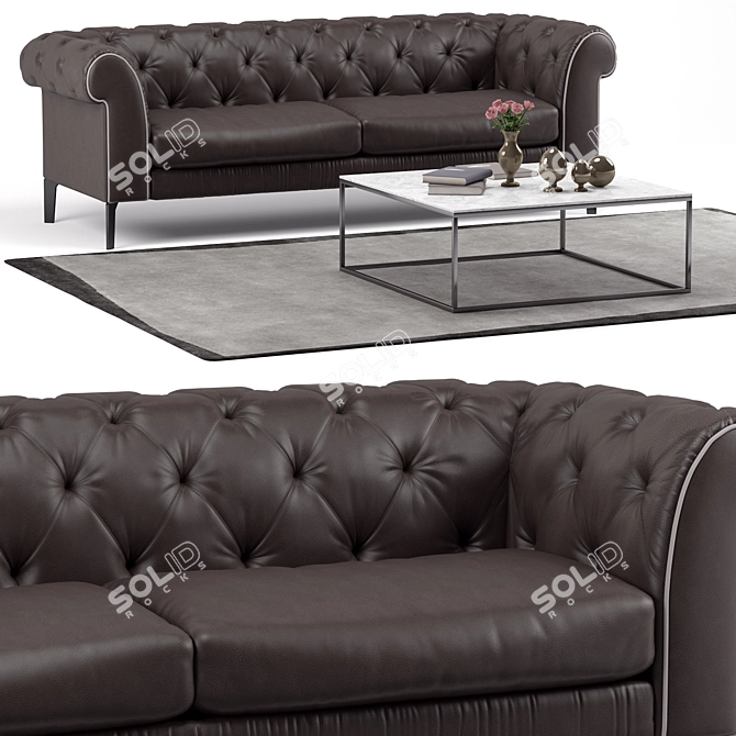 Natuzzi Orfeo: Modern Chesterfield Sofa 3D model image 1