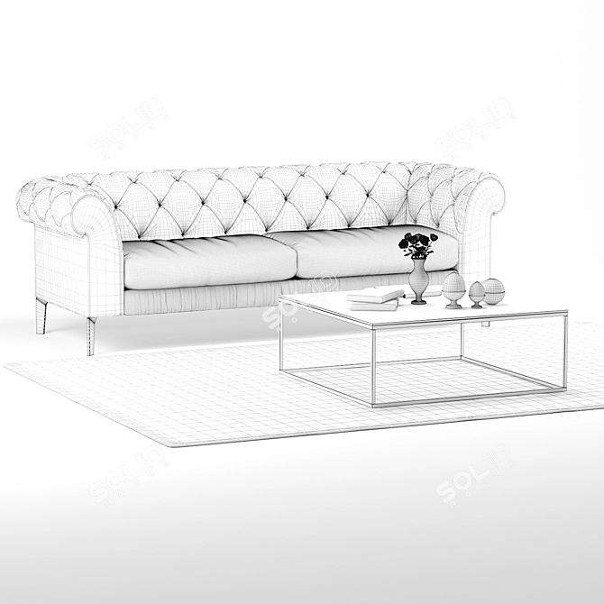 Natuzzi Orfeo: Modern Chesterfield Sofa 3D model image 2