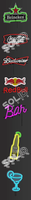 Neon Bar Signs: Illuminate Your Bar 3D model image 2