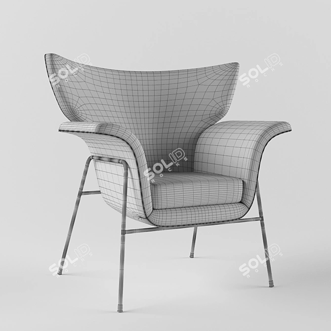 Vintage Enameled Lounge Chair 3D model image 2