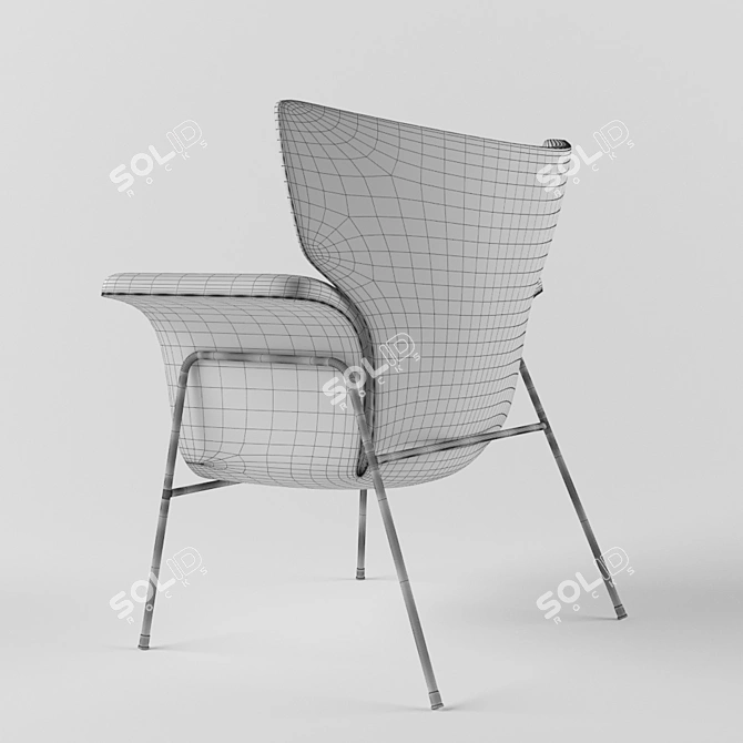 Vintage Enameled Lounge Chair 3D model image 3