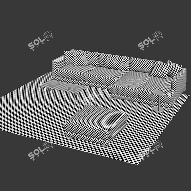 Poliform Bristol Sofa Set: 2 Modules, Puff & More 3D model image 3