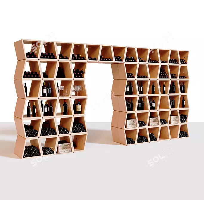 Modular Wine Wall Rack (Arch) 3D model image 1