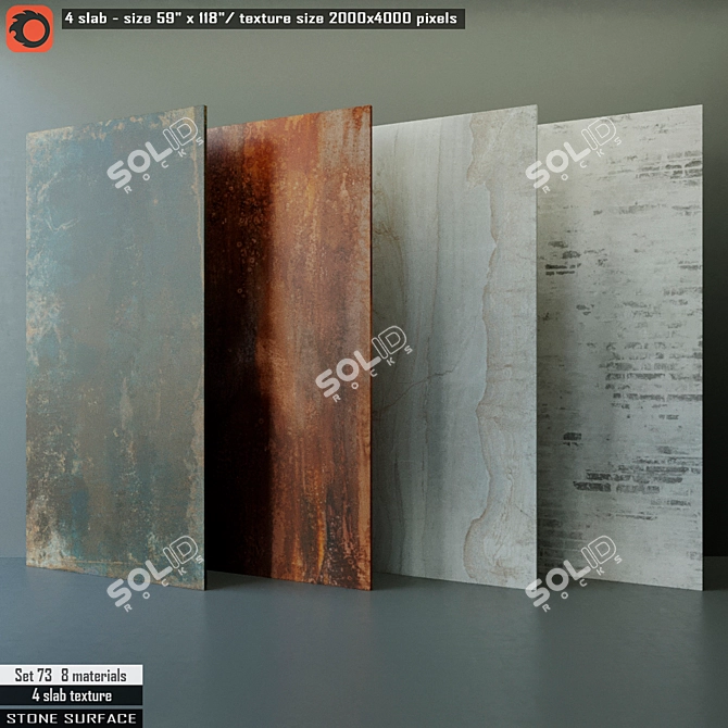 Premium Stone Slab Set - High Resolution Texture, 8 Preset Materials 3D model image 1