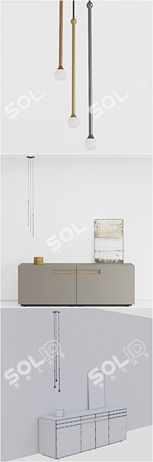 Presotto Plaster Sideboard with Penta Lights 3D model image 3