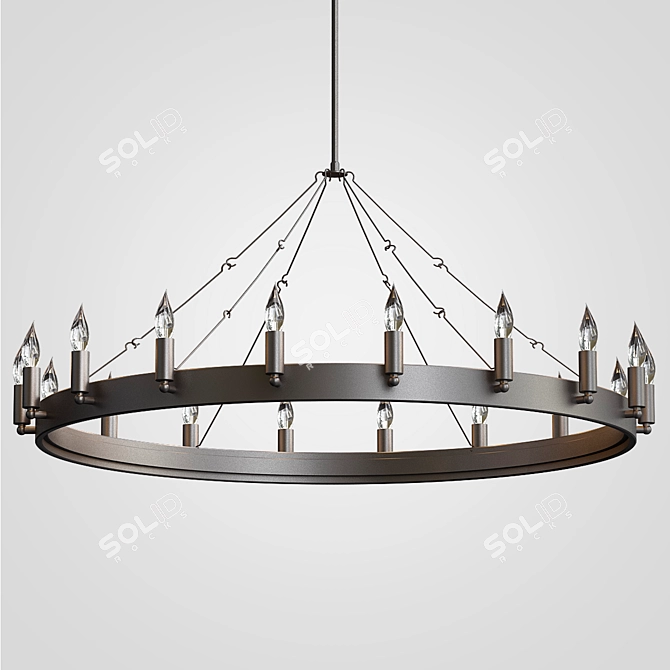 Amino Round Chandelier: Elegant Lighting 3D model image 1