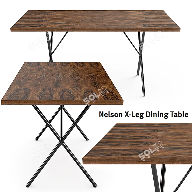 Modern X-Leg Table for Stylish Interiors 3D model image 1