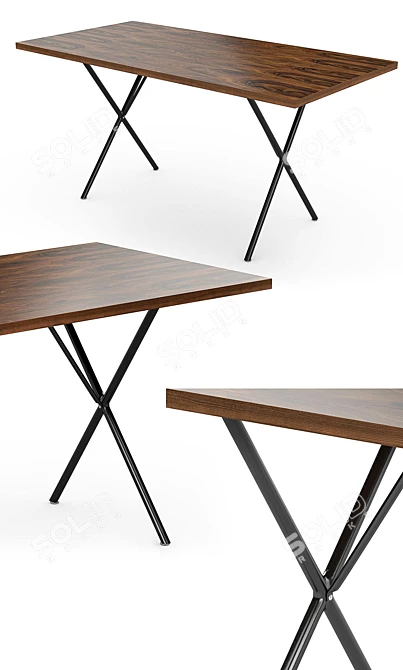 Modern X-Leg Table for Stylish Interiors 3D model image 2