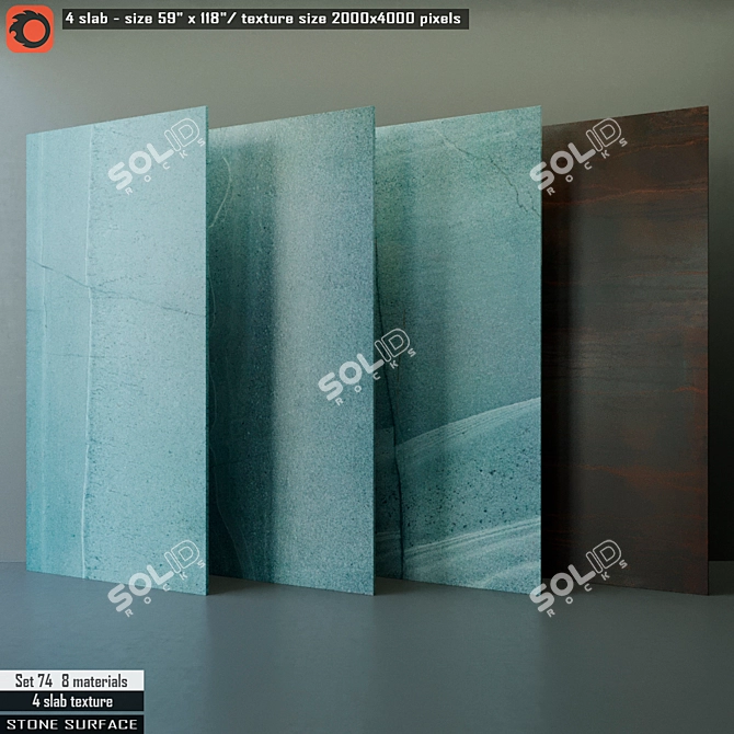 Premium Stone Slab Set 3D model image 1