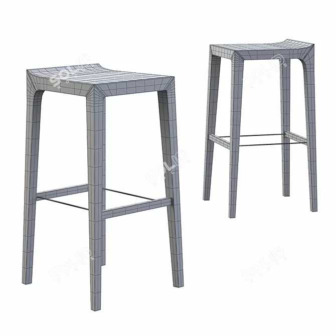 Sleek Chrome Barstool with Maple Solids 3D model image 2