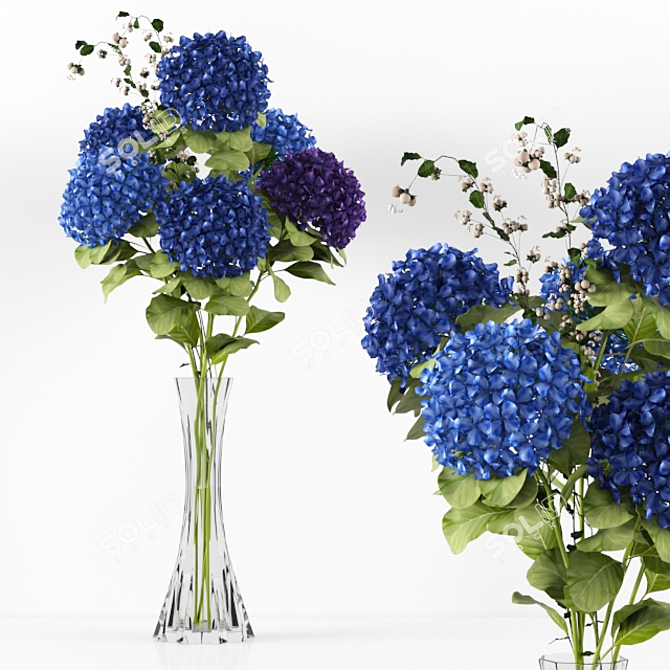 Elegant Hydrangea Blue Flower 3D model image 1