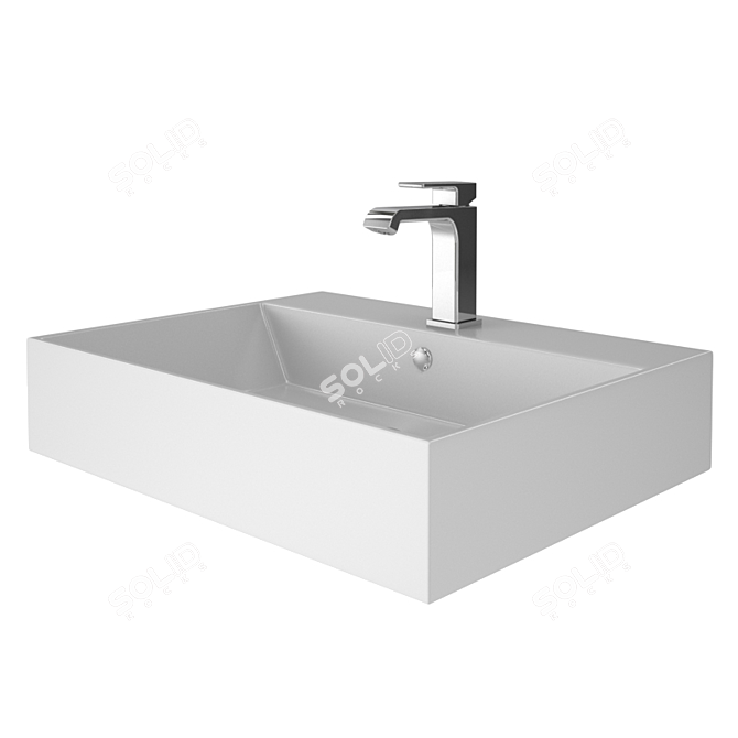 Modern Basin with Tap 3D model image 1