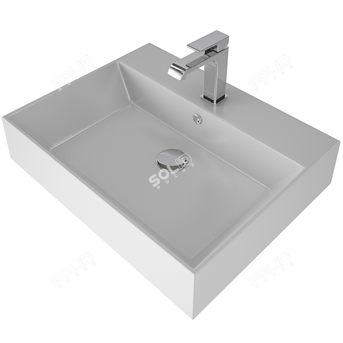 Modern Basin with Tap 3D model image 2