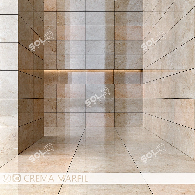 Elegant Crema Marfil Marble Tiles 3D model image 1