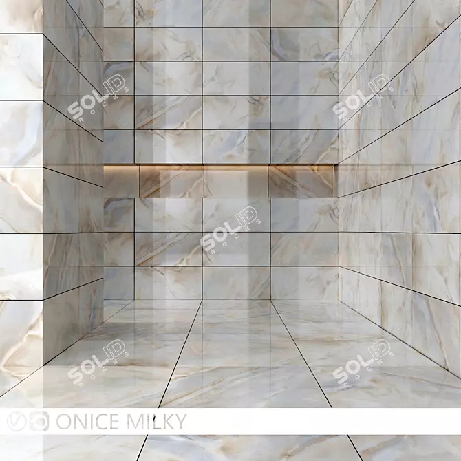 Milky Onice Tile: 600x600mm & 600x300mm Variants 3D model image 1