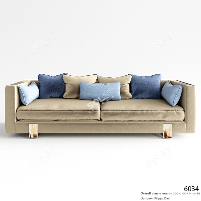 ARCAHORN 6034 Velvet Sofa 3D model image 1