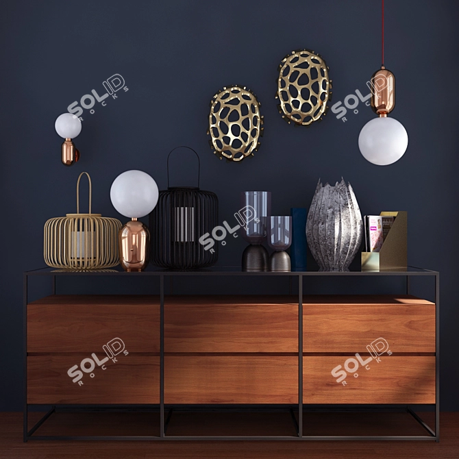 CB2 Decor Set: Crawford Low Dresser, Aballs Lighting, Tau Vase 3D model image 2