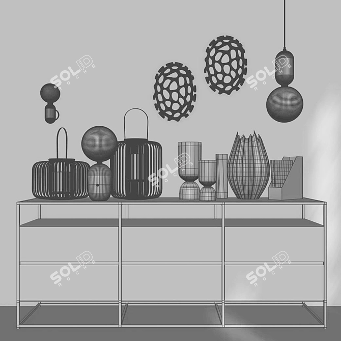 CB2 Decor Set: Crawford Low Dresser, Aballs Lighting, Tau Vase 3D model image 3