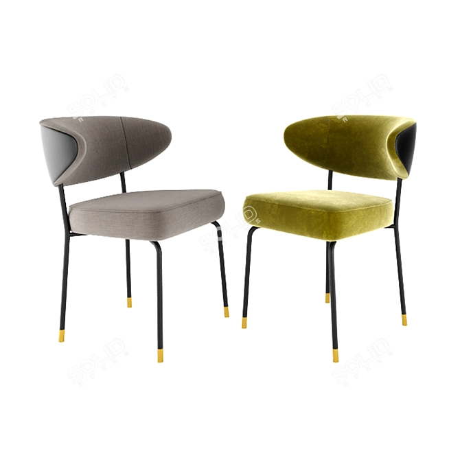 Sleek Low Chair & Round Table Set 3D model image 2
