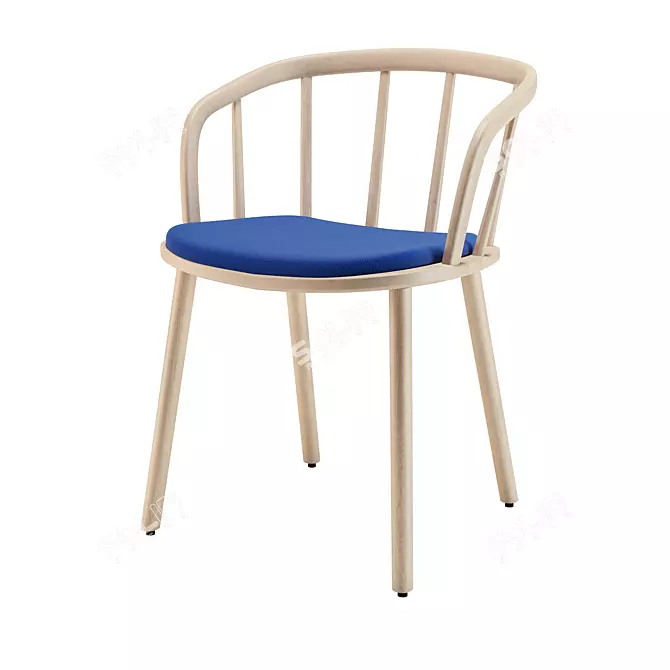 Modern Ash Wood Armchair 3D model image 1