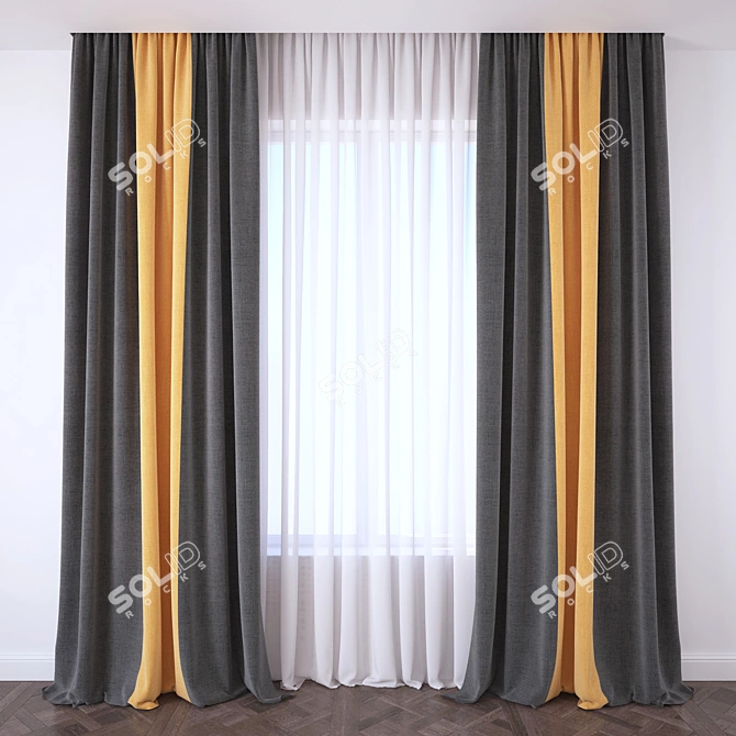 Elegant Window Drapes 3D model image 1