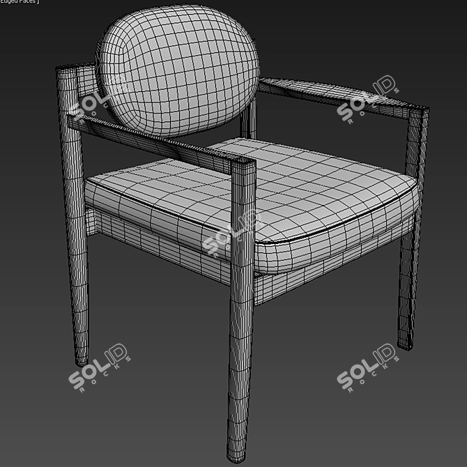 Sleek Oval Back Chair by Jens Risom 3D model image 2