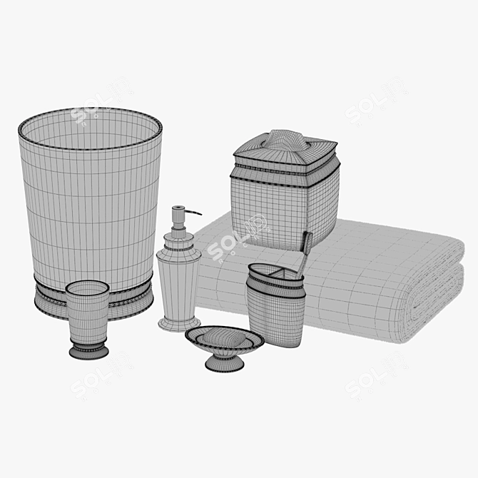 Elegant Aqua Bath Set 3D model image 2