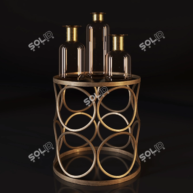 Exquisite Openwork Table with Brown Glitter Décor 3D model image 1