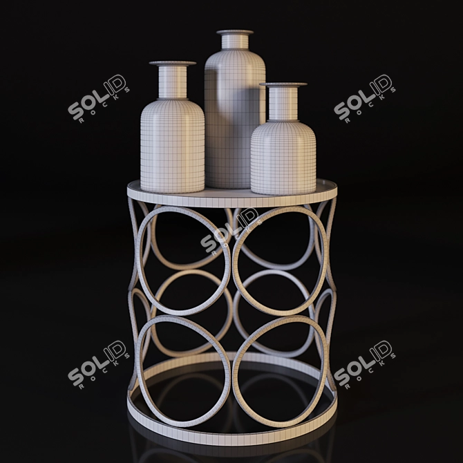 Exquisite Openwork Table with Brown Glitter Décor 3D model image 2