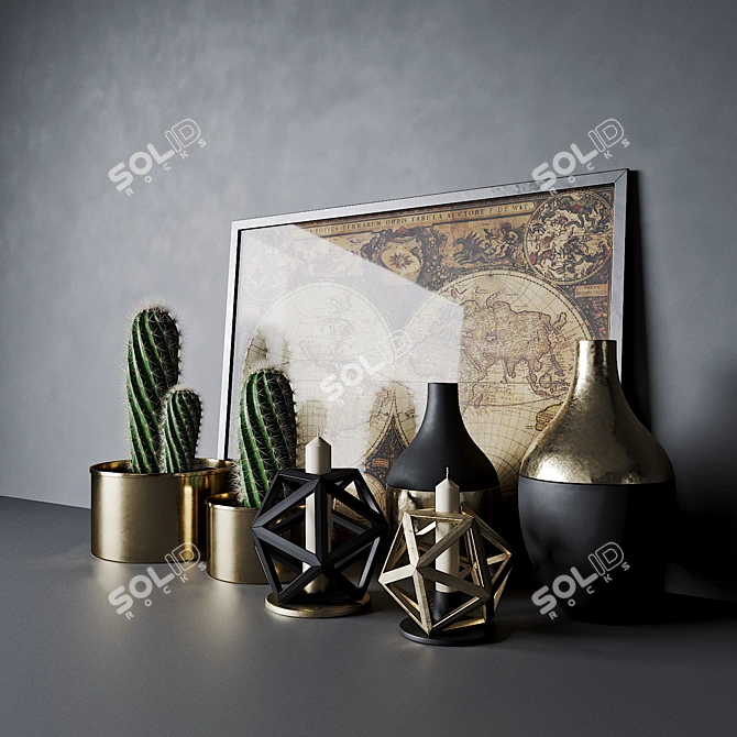 Desert Vibes Cactus Décor Set 3D model image 3