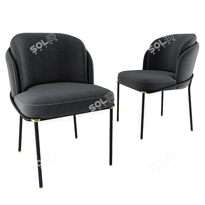 Elegant Minotti Fil Noir Dining Chair 3D model image 1